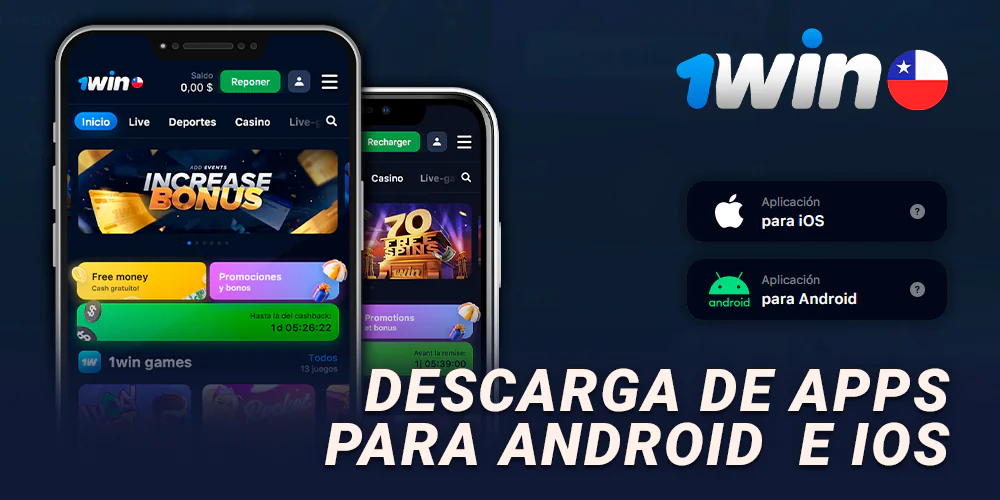 Aplicación 1Win CL para dispositivos android e ios