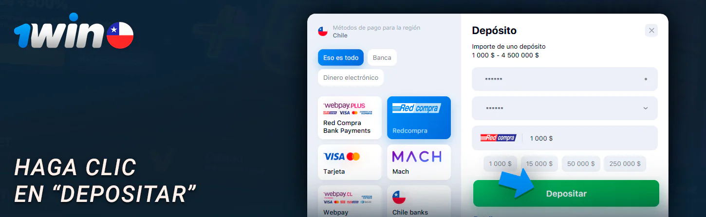 Completar el proceso de financiación de su cuenta 1Win