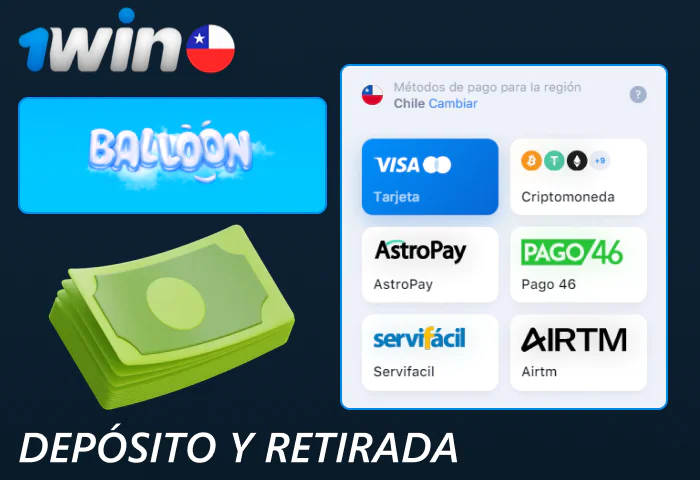 Depositar y retirar dinero para Balloon en el sitio web de 1win